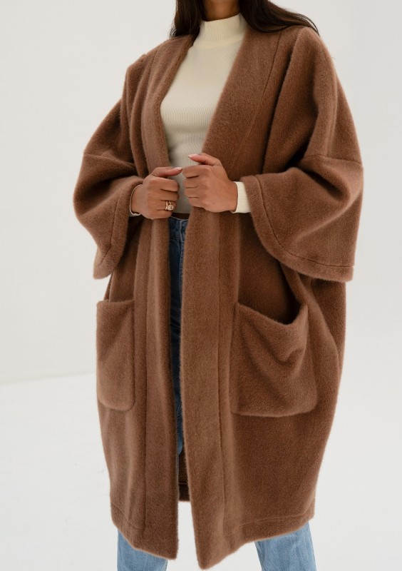 Bunch - Kardigan damski oversize Karmelowy