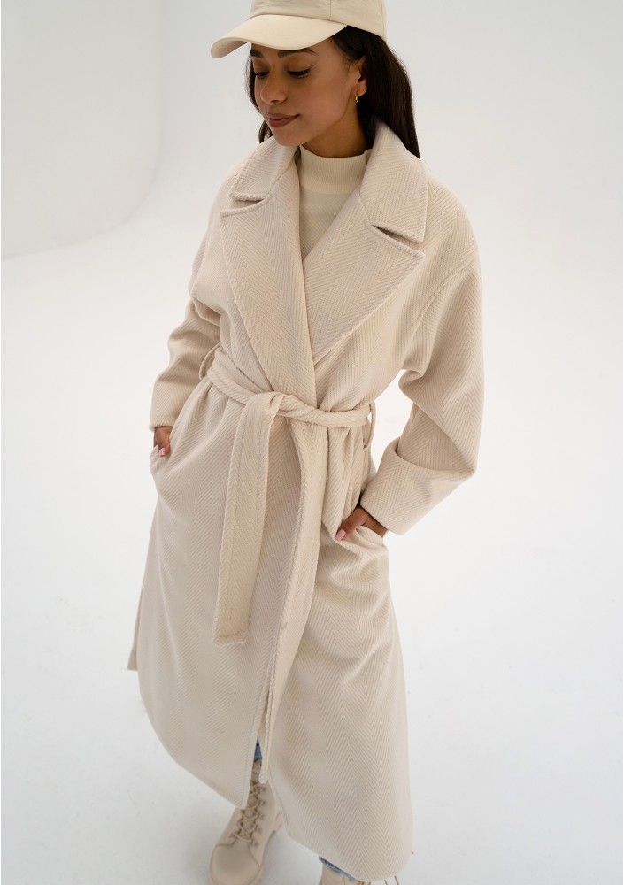 Salve - Creamy white chevron coat