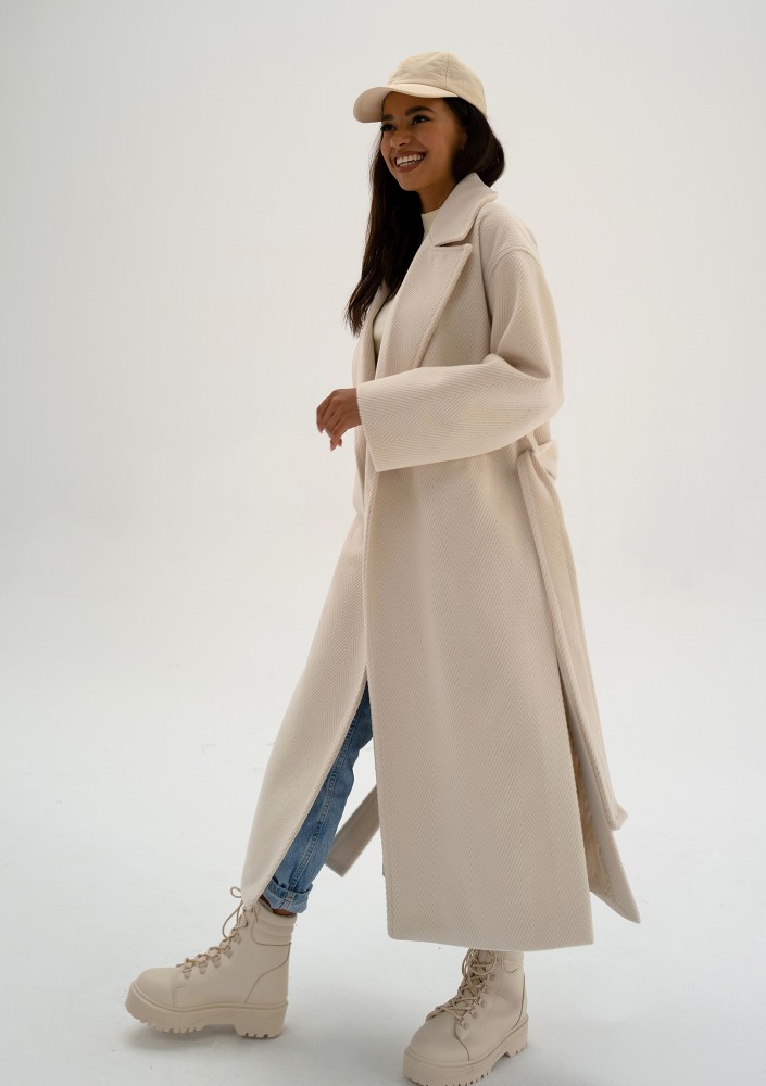 Salve - Creamy white chevron coat
