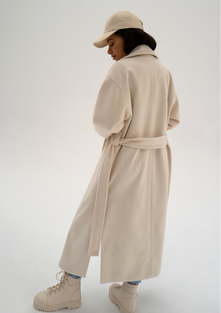 Salve - Creamy white chevron coat