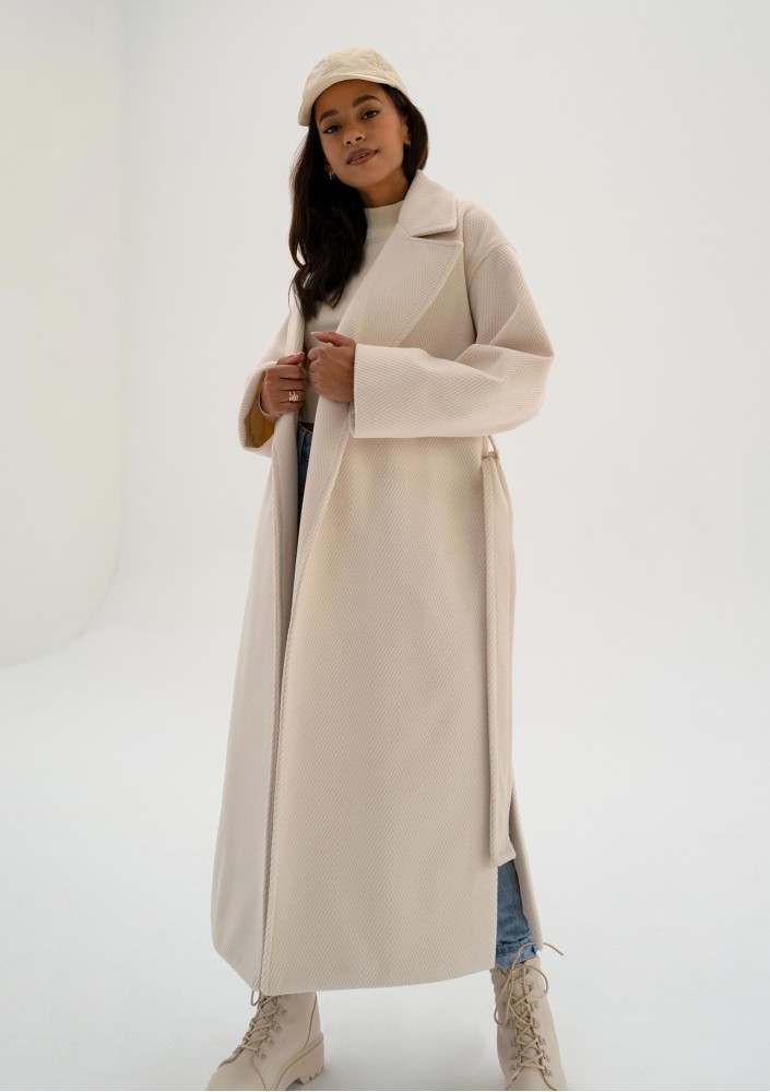 Salve - Creamy white chevron coat