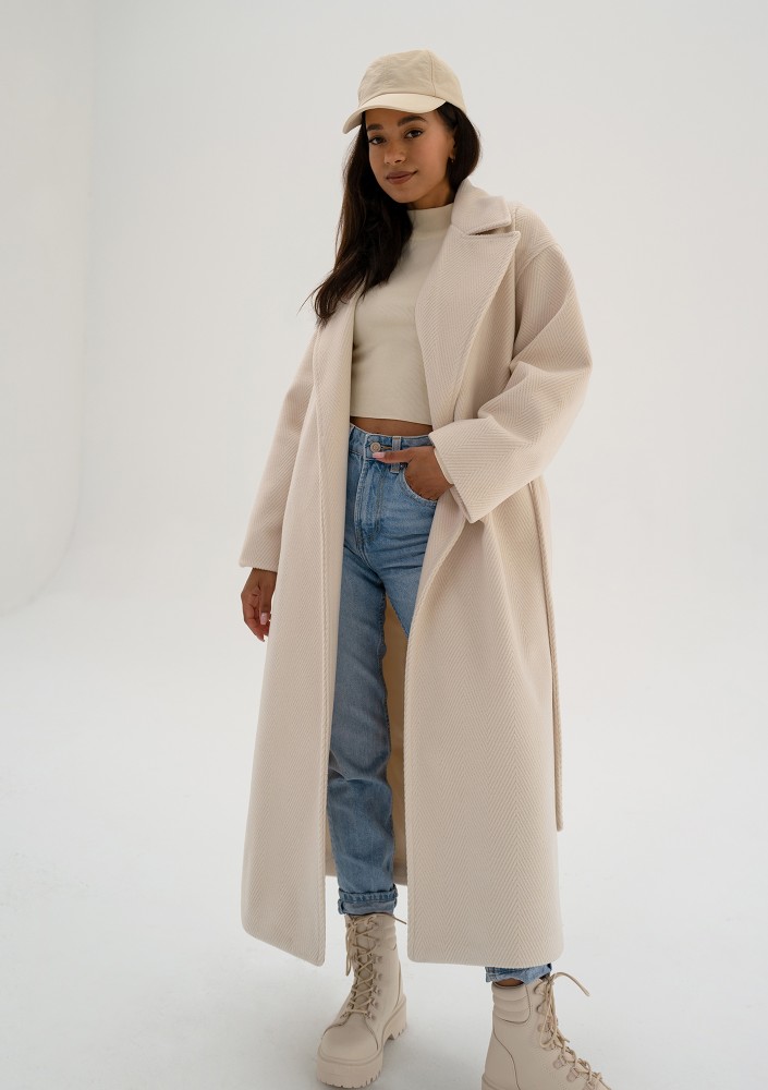 Salve - Creamy white chevron coat