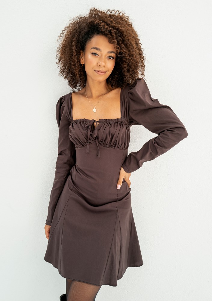 Ginni - Brown cotton mini dress