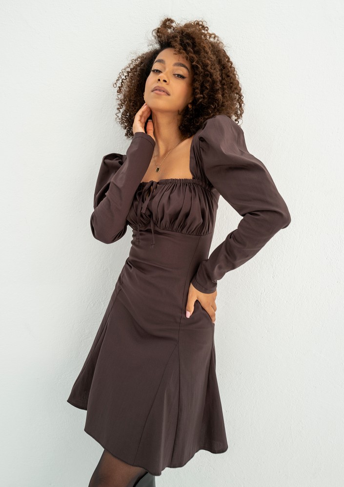 Ginni - Brown cotton mini dress