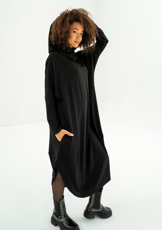 Enya - Black loose midi dress
