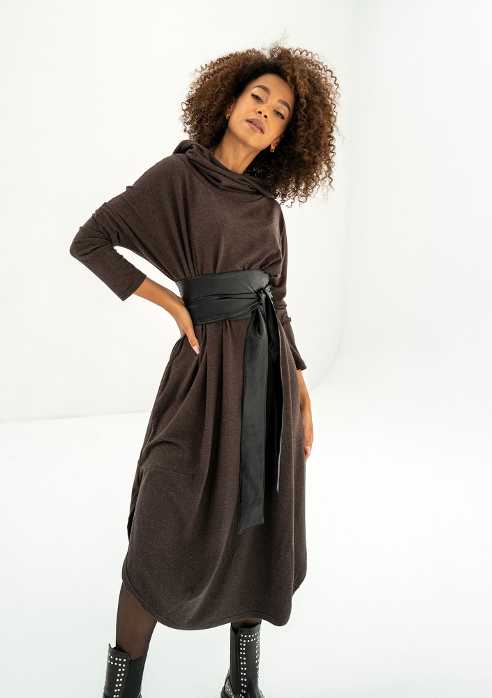Enya - Brown loose midi dress