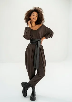 Tansy - Brown loose jumpsuit