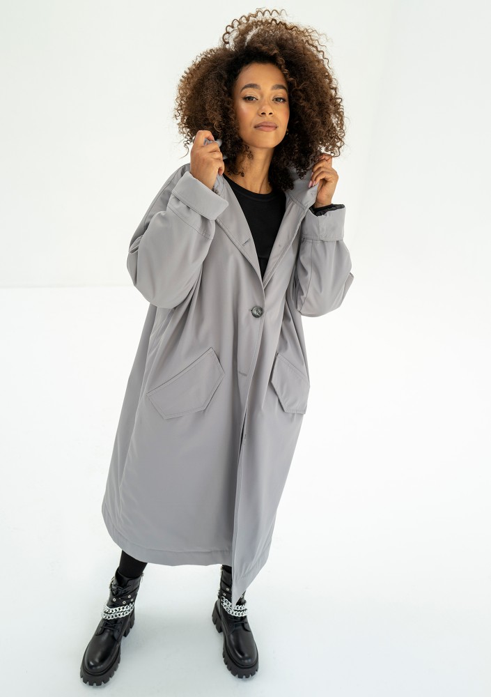 - Grey oversized coat