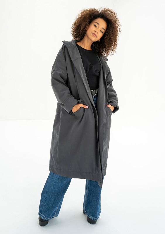 Cami - Graphite waterproof oversized coat