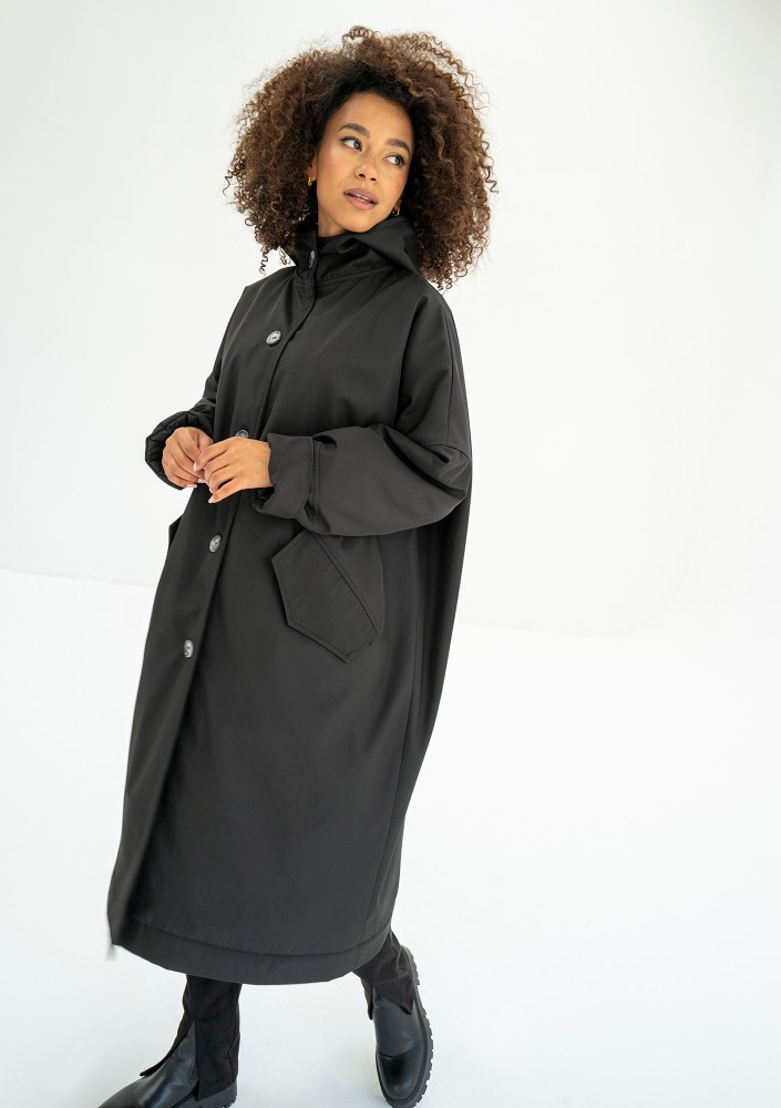 Cami - Black waterproof oversized coat