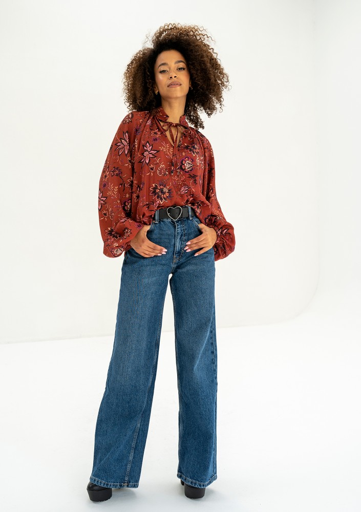 Noura - Koszula damska boho Red Print