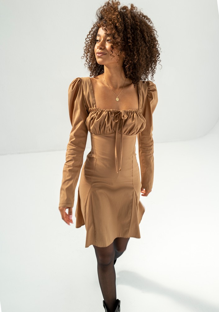 Ginni - Mustard yellow cotton mini dress