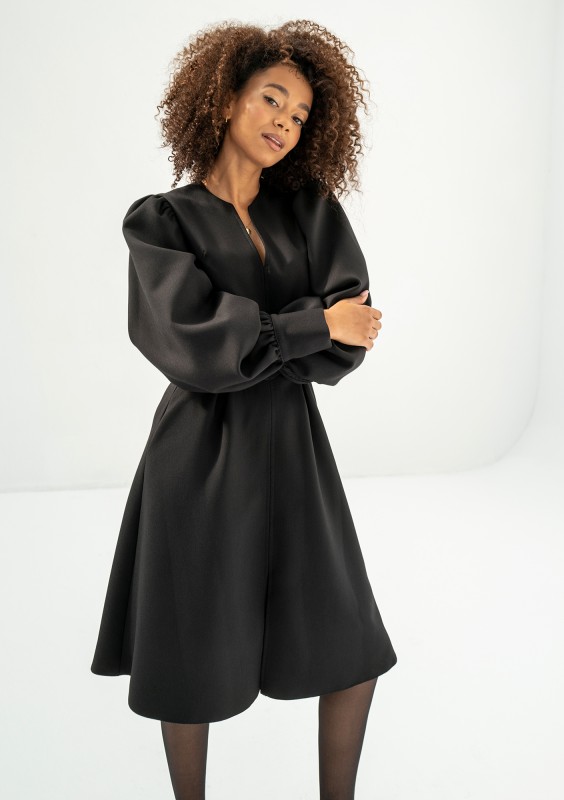 Larisa - Black belted midi dress