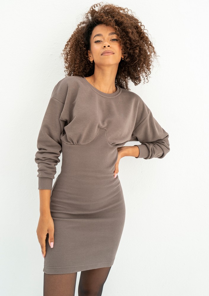 Nisha - Brown slim fit mini dress