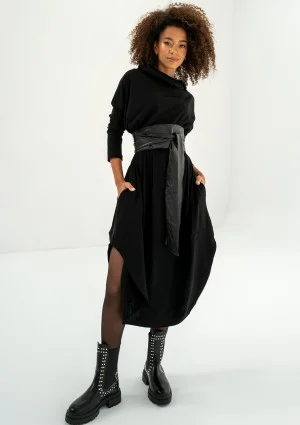Enya - Black loose midi dress
