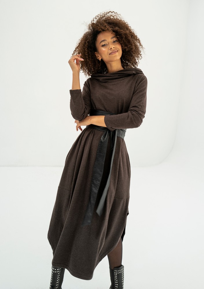 Enya - Brown loose midi dress