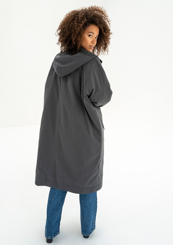 Cami - Graphite waterproof oversized coat