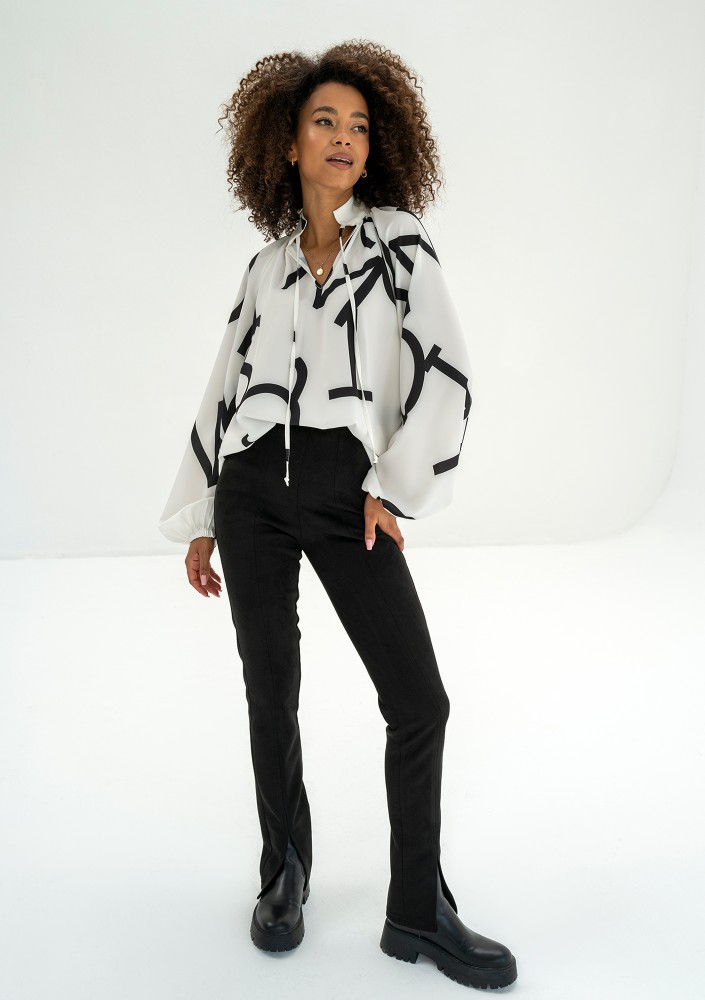 Noura - White MSQ printed shirt