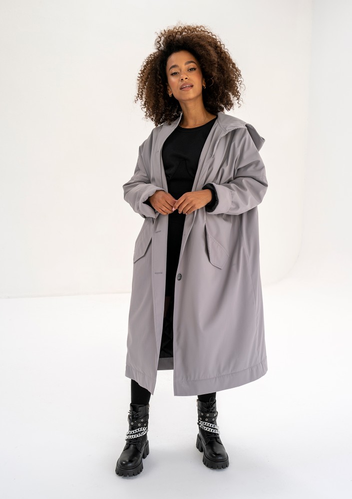 - Grey oversized coat