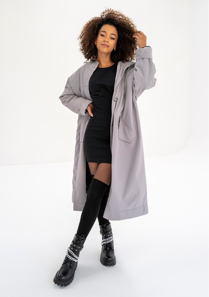 - Grey oversized coat