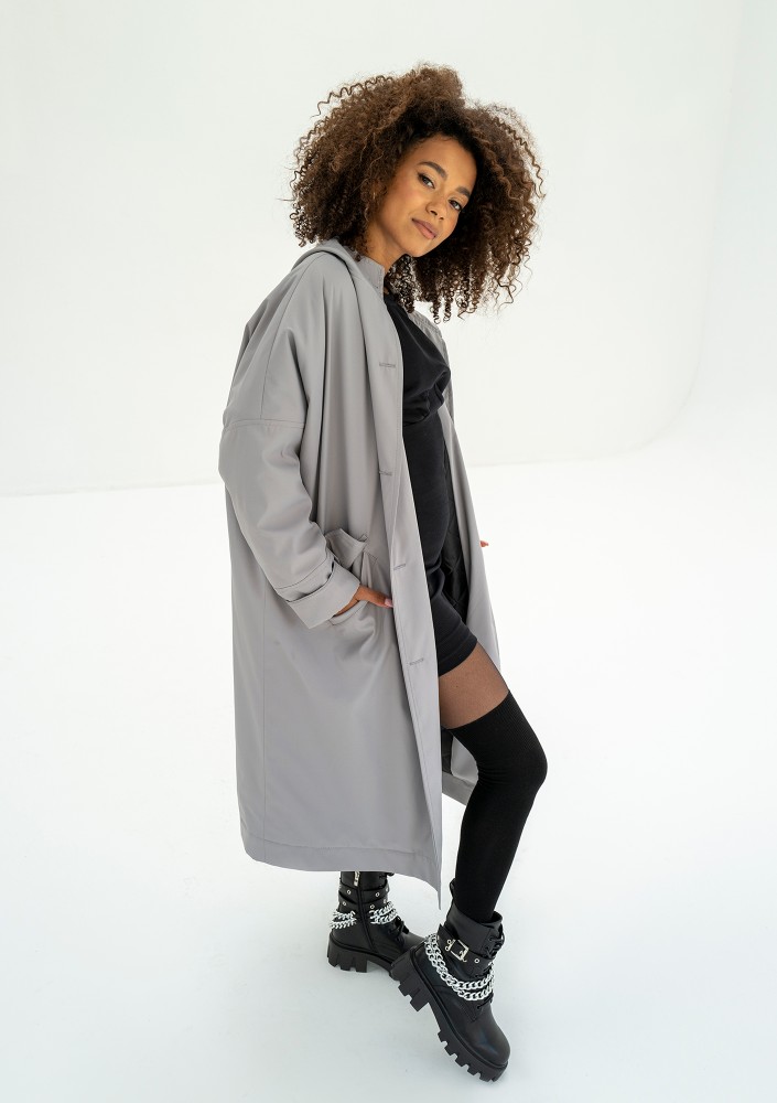 - Grey oversized coat