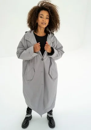 - Grey oversized coat