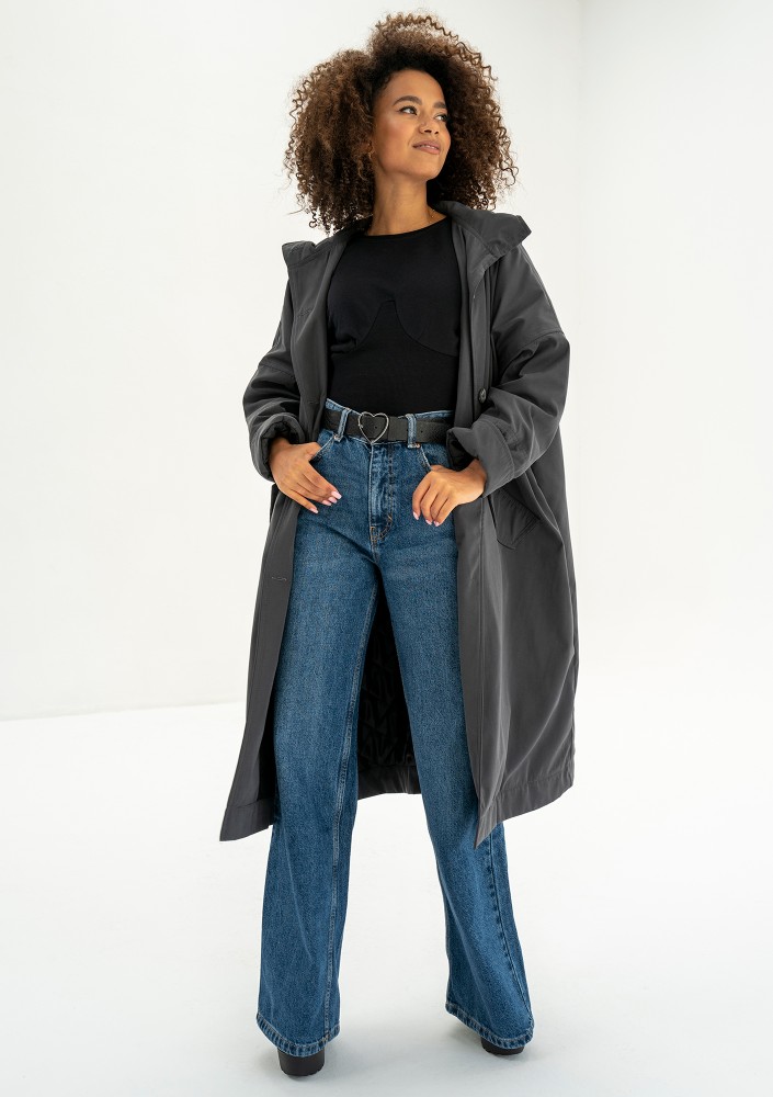 Cami - Graphite waterproof oversized coat
