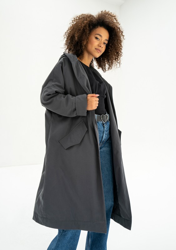 Cami - Graphite waterproof oversized coat