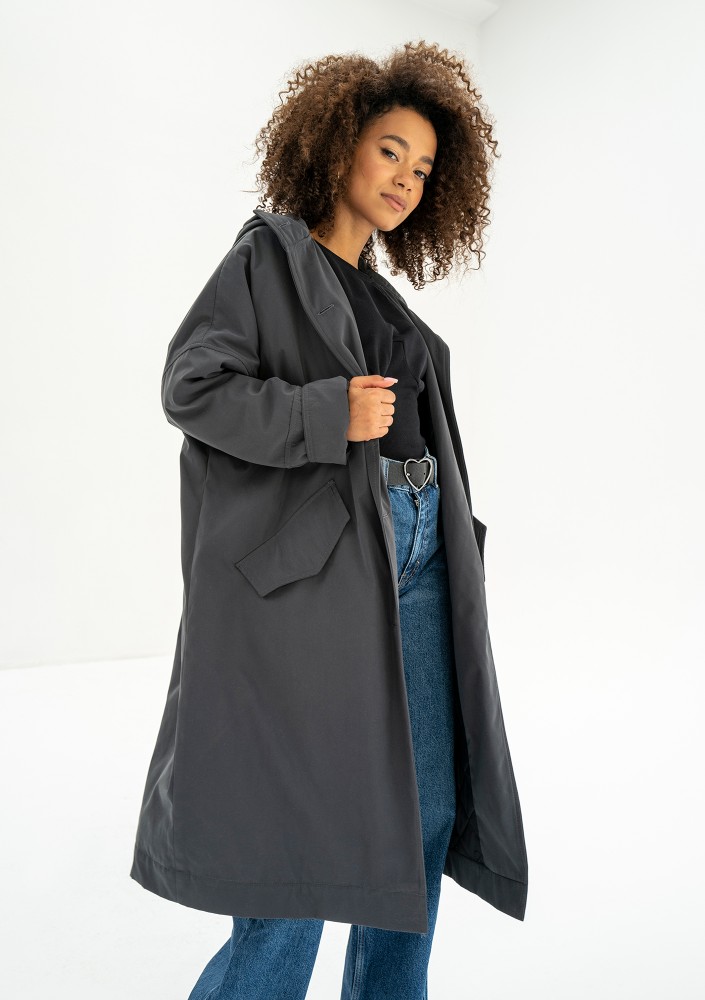 Cami - Graphite waterproof oversized coat