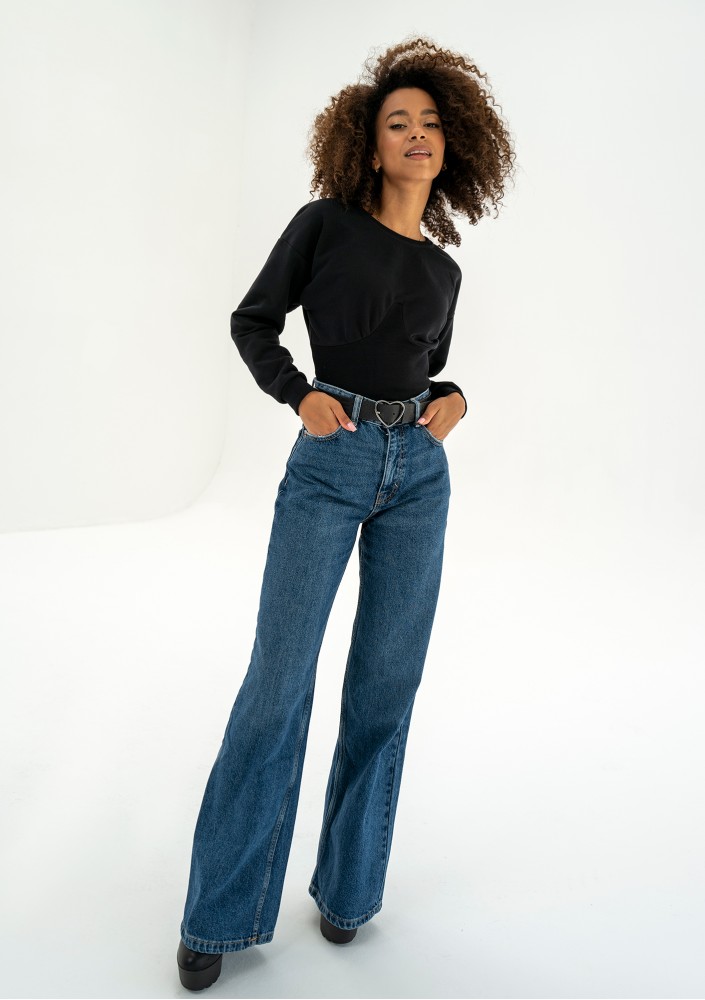 Funky - Bluza z elastyczną wstawką Czarna