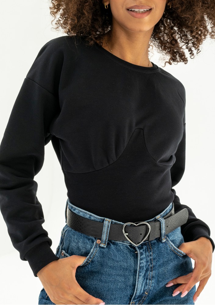 Funky - Bluza z elastyczną wstawką Czarna