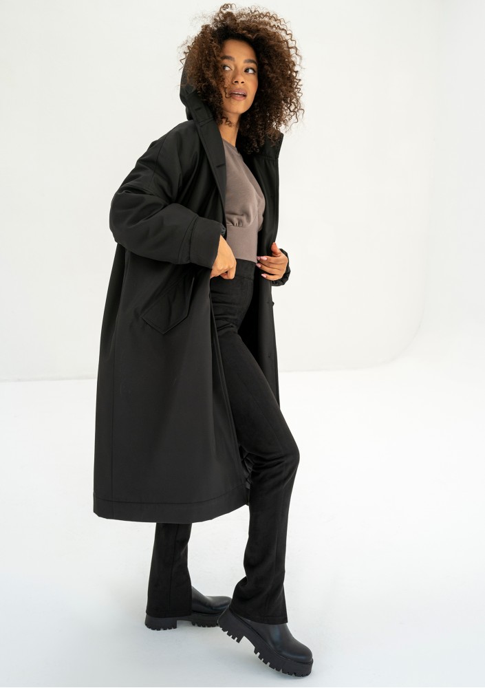 Cami - Black waterproof oversized coat