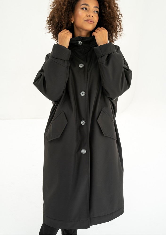 Cami - Black waterproof oversized coat