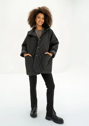 - Black quilted oversized jacket
