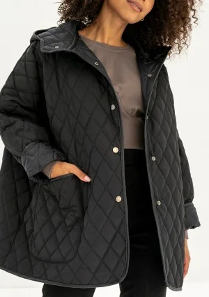 - Black quilted oversized jacket
