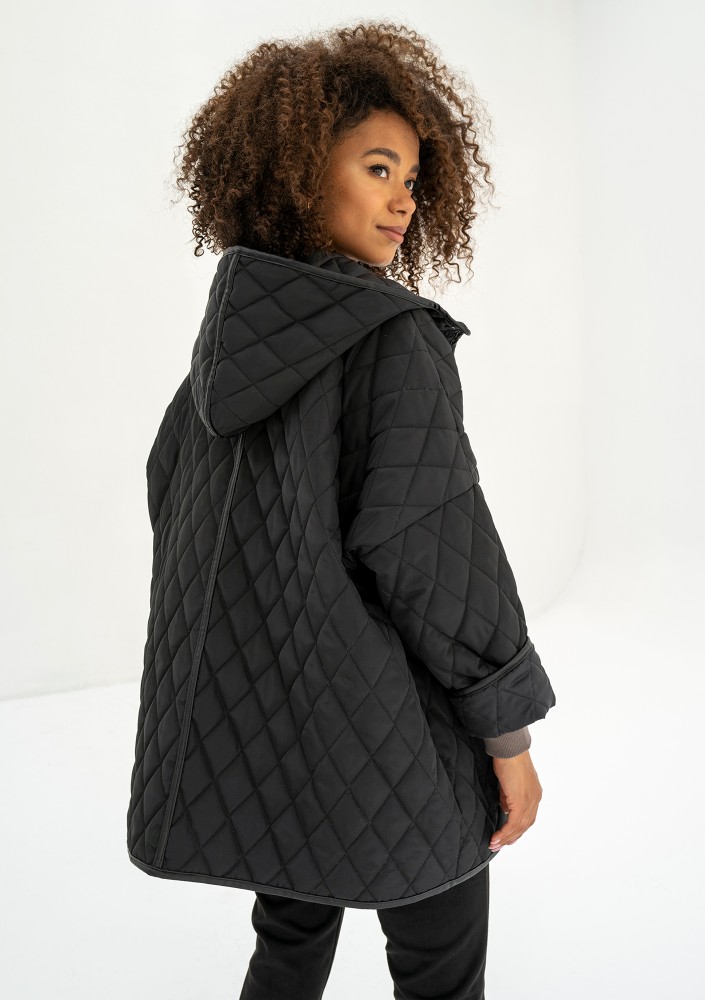 Madden - Pikowana kurtka damska oversize Czarna