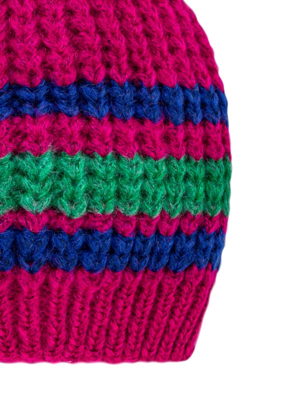 Naluu - Fuxia pink striped winter hat