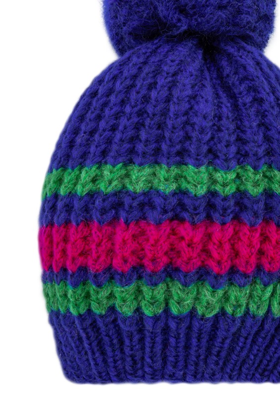 Cobalt blue striped winter hat