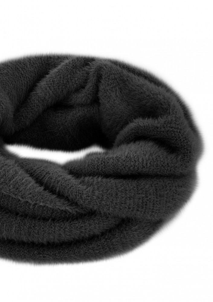 Fluffy - Black winter infinity scarf