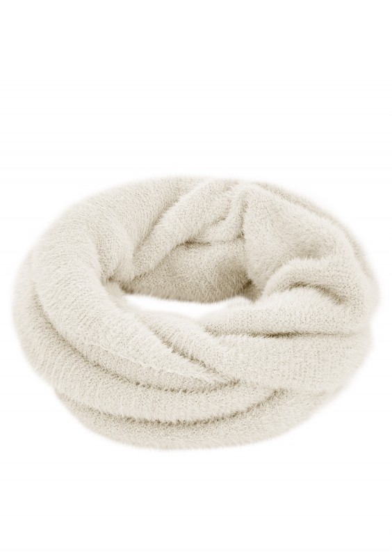 Fluffy - Ecru winter infinity scarf
