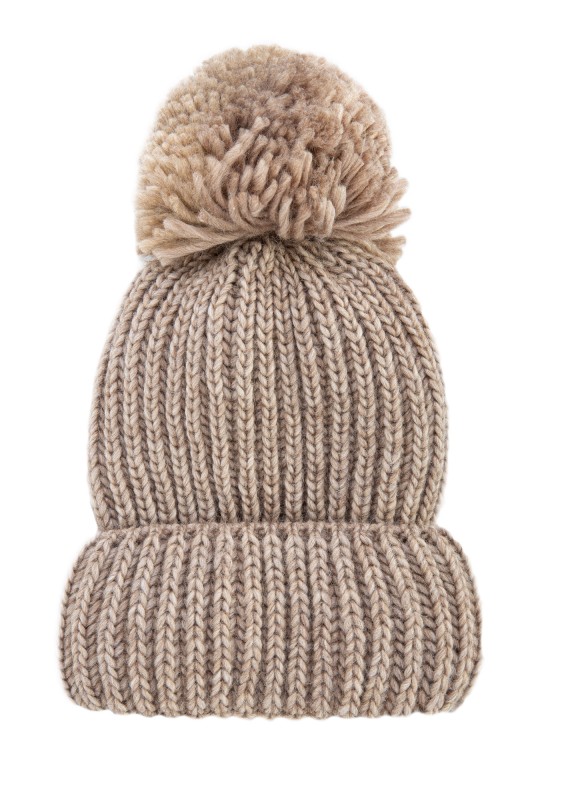 Beige melange winter hat