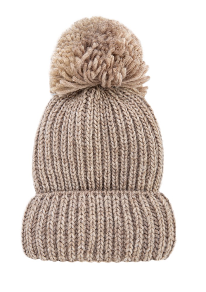 Beige melange winter hat