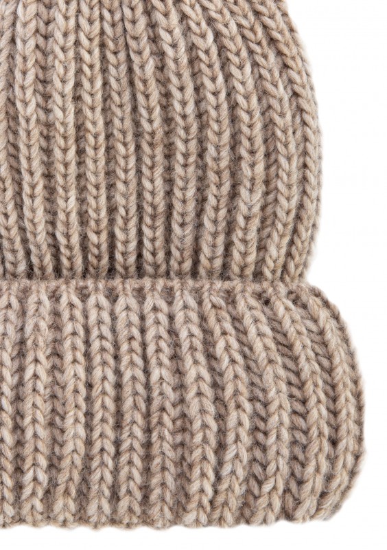 Beige melange winter hat