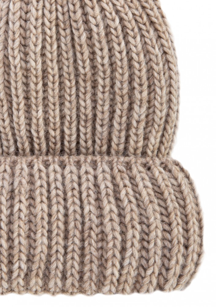 Beige melange winter hat