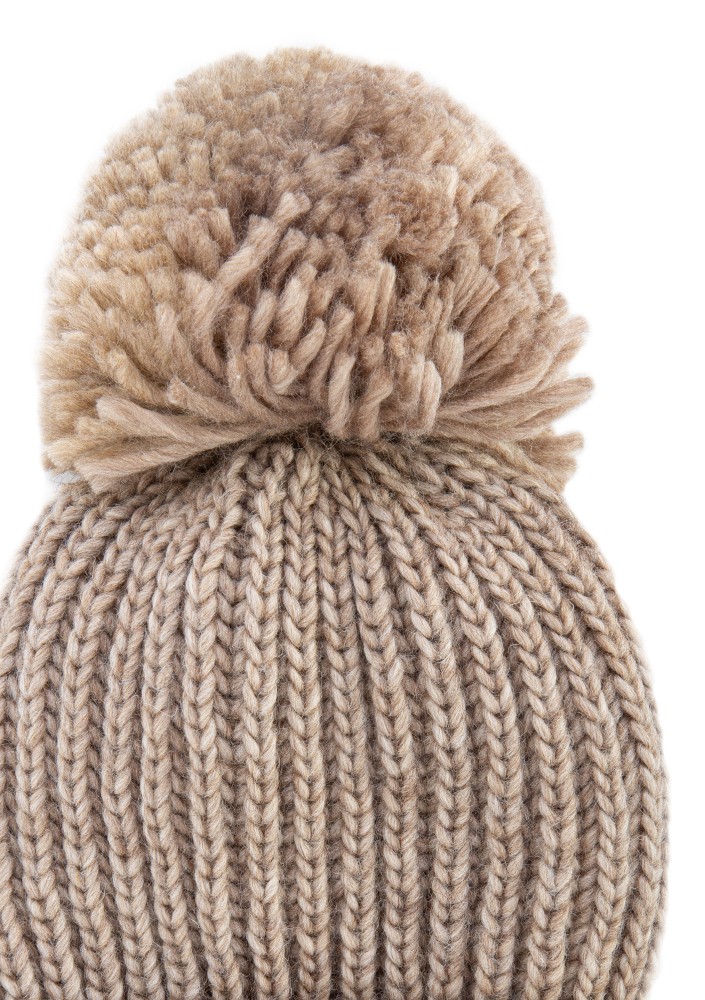 Beige melange winter hat