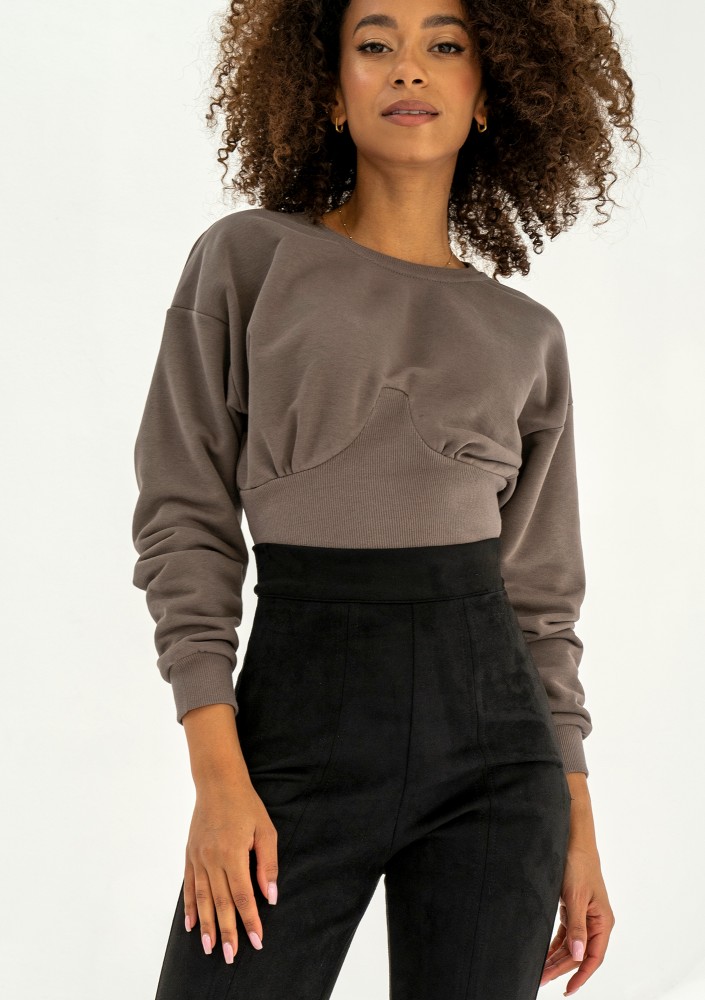 Funky - Bluza z elastyczną wstawką Taupe