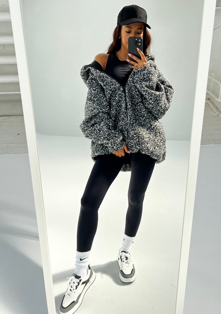 Furry - Kurtka oversize z bukli Melanżowa