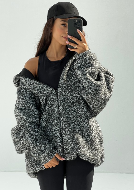 Furry - Kurtka oversize z bukli Melanżowa