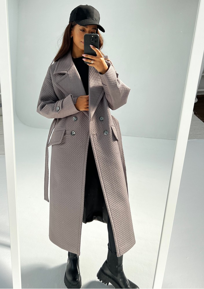 Jaske - Taupe quilted knitted coat