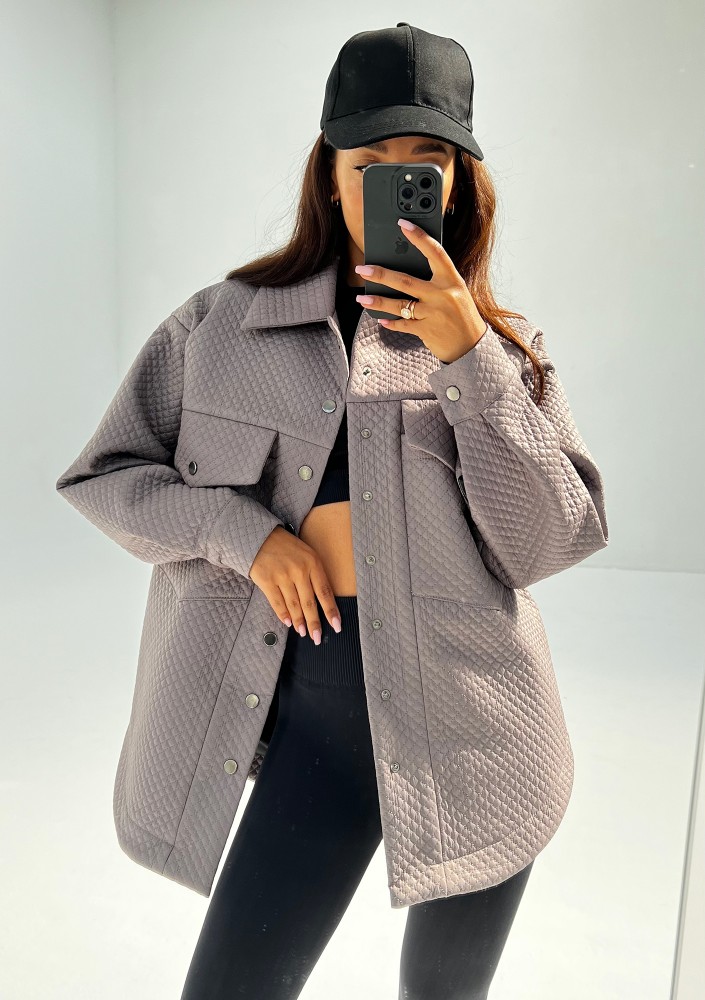 Doone - Taupe quilted knitted jacket